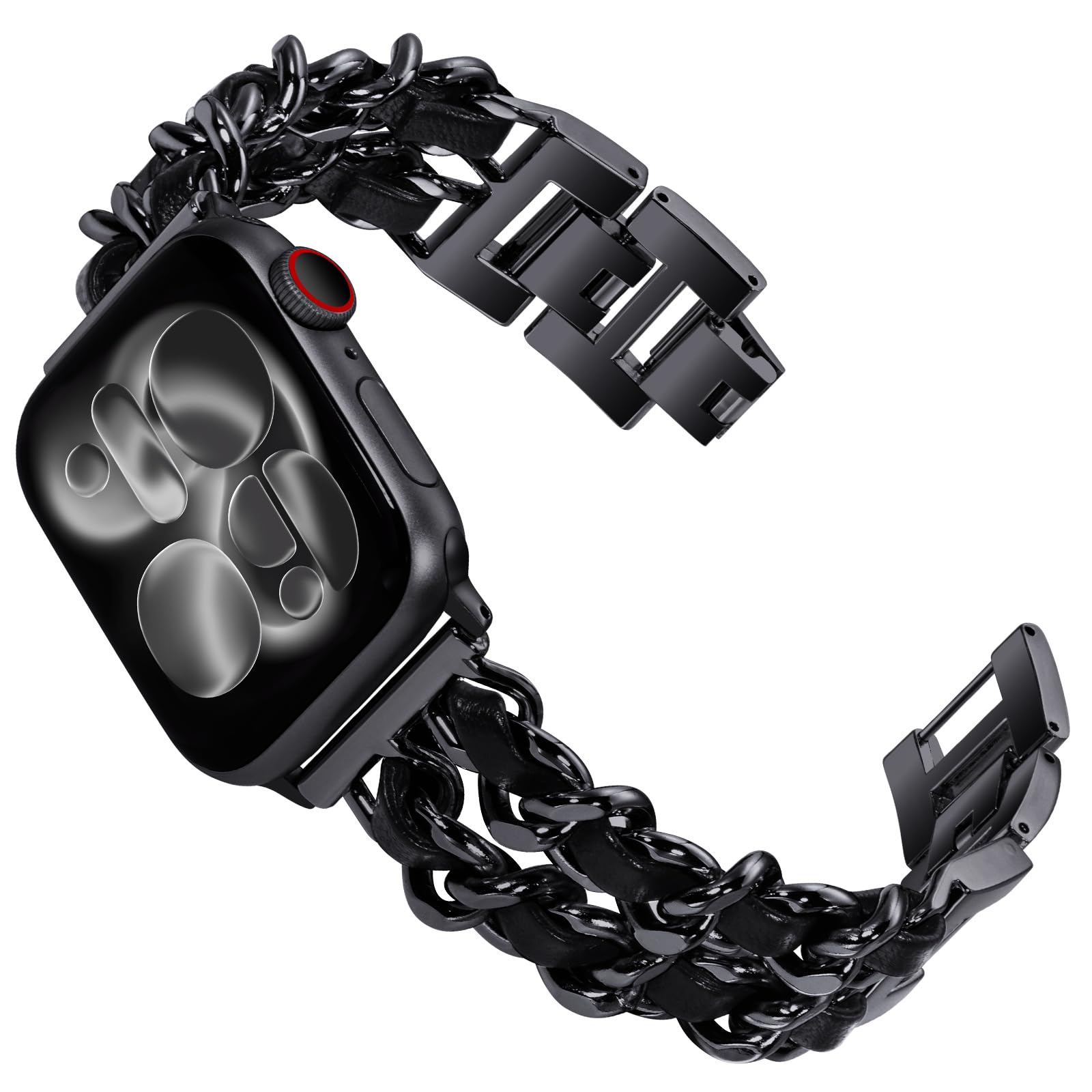 WINGLE 38mm 40mm 41mm 42mm(Series 10 11) Compatible with Apple Watch Straps,Women Metal Strap Replacement Bracelet for iWatch SE Series 11 10 9 8 7 6 5 4 3 2 1, Black/Black — image 1