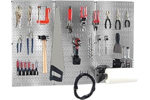 Wall Control 30BAS300GVB 4-Feet Metal Pegboard Basic Tool Organizer Kit with Galvanized Toolboard and Black Accessories, Meta