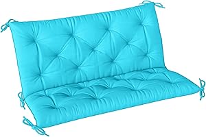 Outsunny Porch Swing Cushion Garden Bench Cushion with Backrest, Non-Slip 2-Seater Soft Pad, Swing Chair Mat Replacement for 