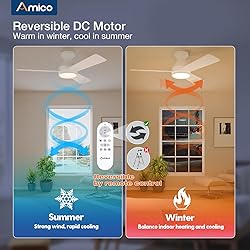 Amico Ceiling Fans with Lights, 42 inch Low Profile