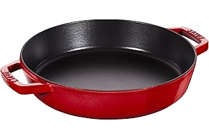 STAUB Cast Iron Double Handle Fry Pan, 13-inch, Cherry, RED, 1004803