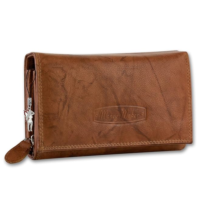 Geldbörse Leder tan Kellnerbörse Damen Portemonnaie Money Maker OPJ704C