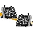 Headlight Assembly Pair Compatible with Nissan Xterra 2005-2015, Factory-OE-Style Halogen Headlamp Replacements for 26010-EA025 26060-EA025, w/o Bulb, Black Housing Clear Lens White Corner