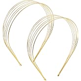 Jxiwfvl 2Pcs Gold Multi Layers Metal Headbands for Women, Elegant Gold Thin Headband Metal Layered Hairbands Headpiece Non Slip Hair Accessories Valentine's Day Gifts Suitable for Most Occasion