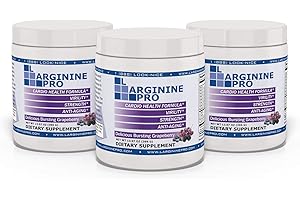 L-ARGININE PRO | 5,500mg L-Arginine Plus L-Citrulline 1,100mg Powder Supplement for Increased Nitric Oxide Production | Endurance, Heart Health & Blood Flow (3, Grape)