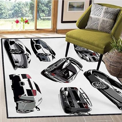 Alfombras Antideslizantes Modernas, Coches Grises de Varios ángulos