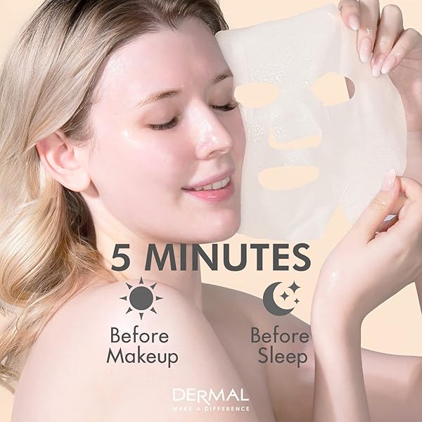 DERMAL KOREAN COLLAGEN FACE MASK 32 COMBO PACK A+B SET – HYDRATING & SOOTHING SHEET MASK WITH PANTHENOL, HYPOALLERGENIC CALMING MOISTURE CARE FOR ALL SKIN TYPES