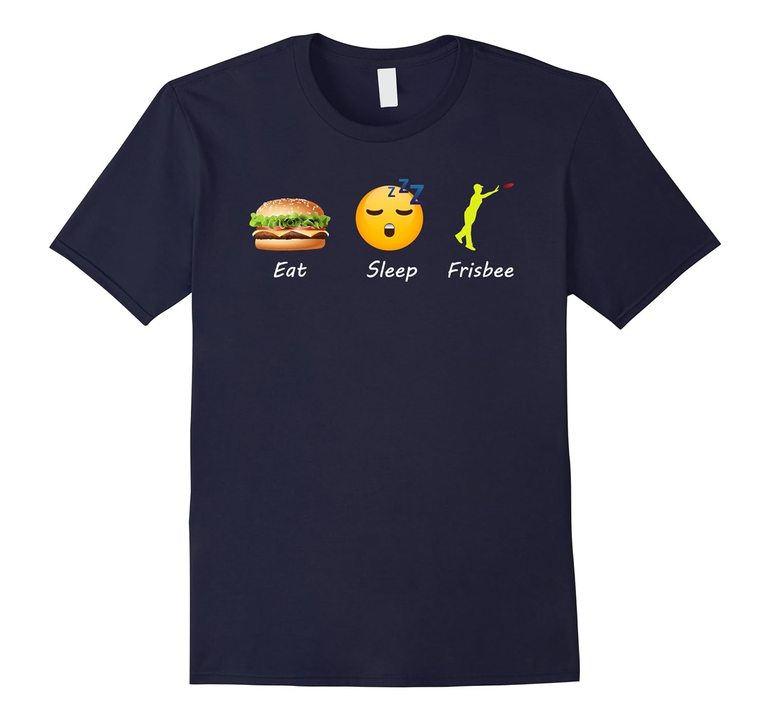 Eat Sleep Frisbee Repeat Emoji Emoticons Graphic Tee Shirt-ANZ