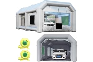 Sewinfla Professional Inflatable Paint Booth 28x15x11Ft with 2 Blowers (950W+950W) & Air Filter System Portable Paint Booth Tent Garage Inflatable Spray Booth Painting for Cars
