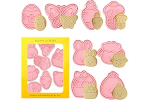 Easter Cookie Cutters Set 8Pcs 3D Biscuits Cutter Easter Eggs Bunny Cookie Stampers Baking Mold for Easter DIY Baking Cake Pa