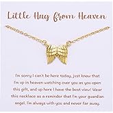 Little Hug from Heaven Angel Wings Necklace Gift for Women, Guardian Angel Sympathy Condolence Gift for Loss Mom Dad