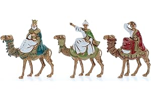 Moranduzzo Trio of Wise Men on Camel for Nativity Scene of 2.50 Inch Scale 1:32-Unbreakable Figures-18th Century Style, Hand-Finished Painting, Official Product, Made in Italy, Sculptor M. Landi