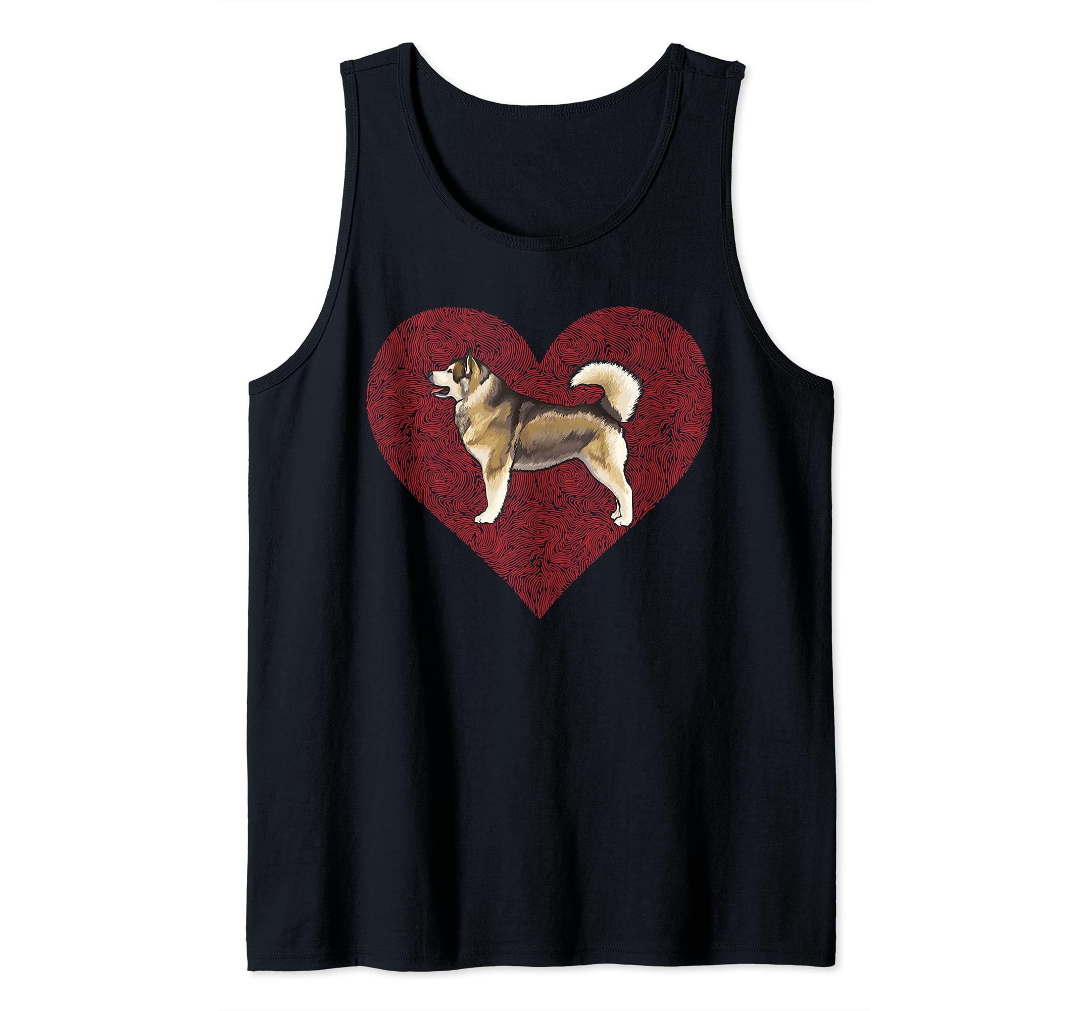 Alaskan Malamute Valentines Day Dog Love Fingerprint Tank Top