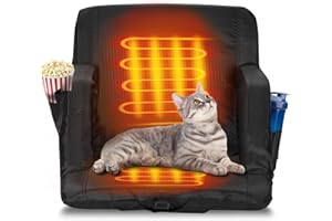 DEERFAMY Heated Stadium Seats for Bleachers, 2 Heating Zones & 3 Temperature Levels Heated Stadium Seat Cushion with 15000 mAh Charger, Foldable Heated Chair with Storage Pocket & Cup Holder