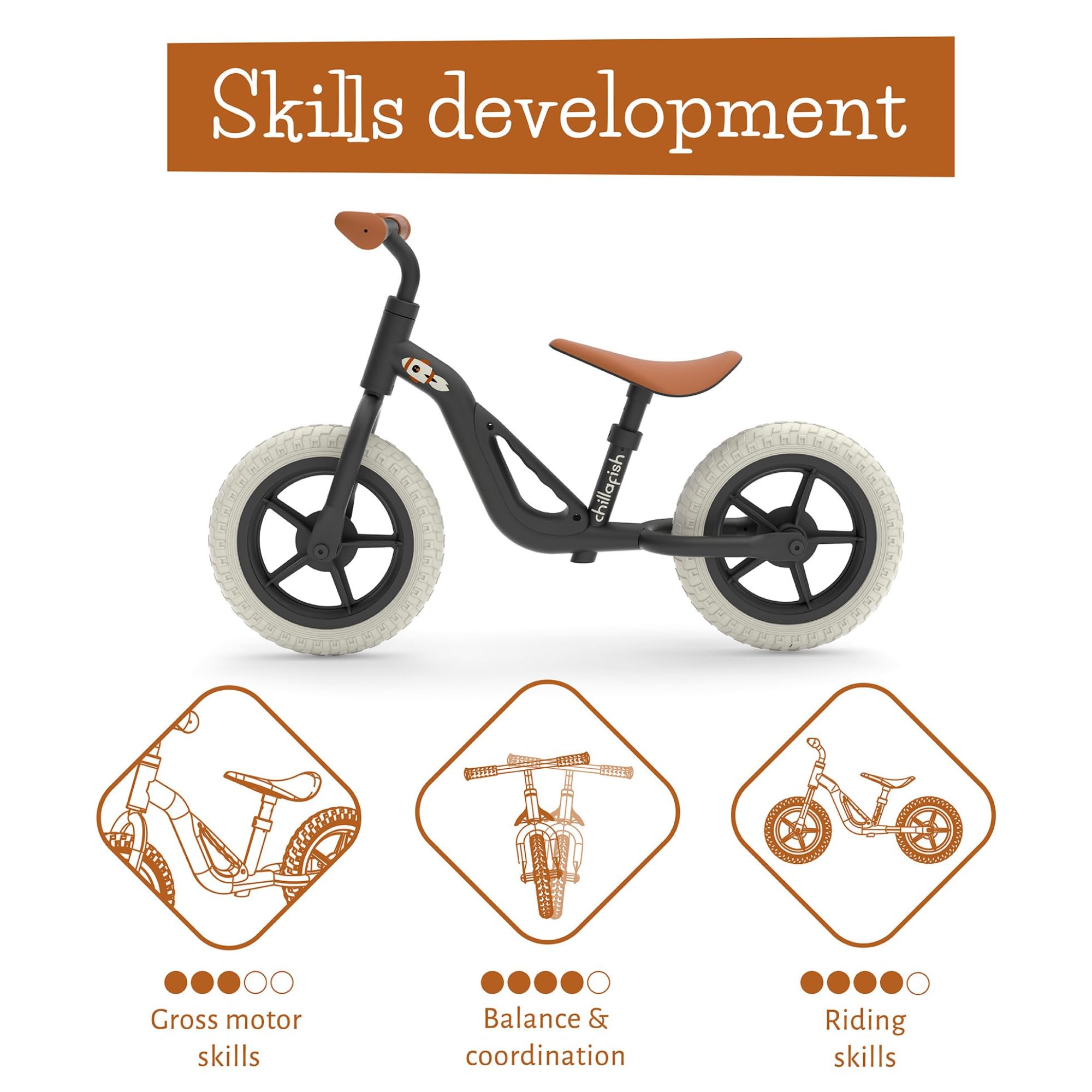 Chillafish Charlie Kids Balance Bike: Lightweight Frame, Toddler Bicycle with No-Puncture Tires, Adjustable Seat & Handle Bars, Easy Carry Handle