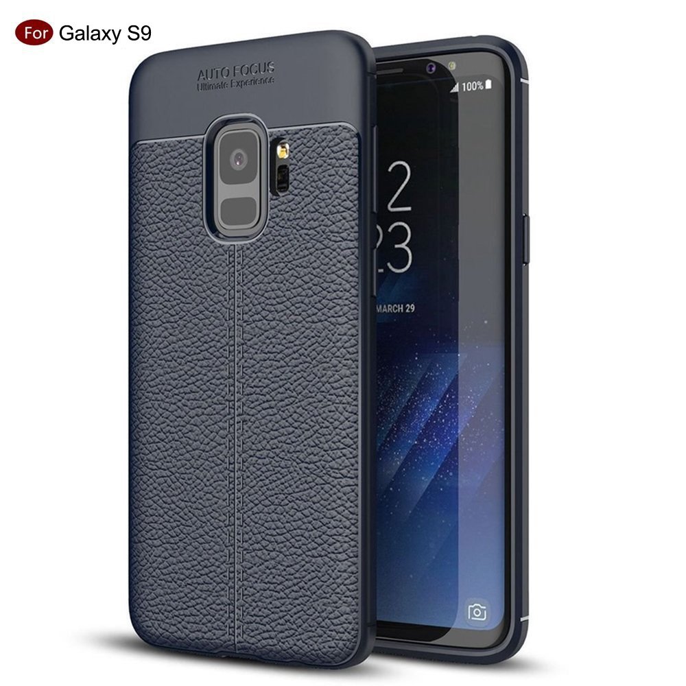 Samsung Galaxy S9 Soft Case, PRODELI Ultra Slim Flexible Leather TPU Protective Case Cover Shockproof,Anti-Scratch,Easy Grip,Full Protective Case for Galaxy S9 (Navy)