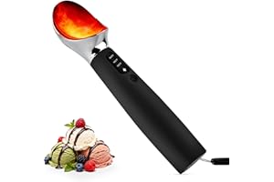 TINYLENS Heated Ice Cream Scoop, Rechargeable with 3 Heat Levels 120–160°F (49–71°C), LED Display, 2600mAh Battery, Waterproo