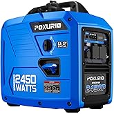 POXURIO 2450-Watt Portable Inverter Generator for Home Use, Super Quiet Small 120V Gas Generator for Camping, 1.6 Gallon Gas 