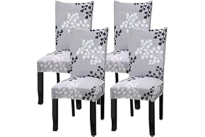 Fuloon 4 Pack Super Fit Stretch Removable Washable Short Dining Chair Protector Cover Seat Slipcover for Hotel, Dining Room, Ceremony, Banquet Wedding Party