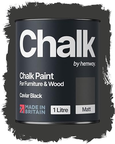 Hemway Caviar Black Chalk Paint 1L Matt Finish Furniture & Walls