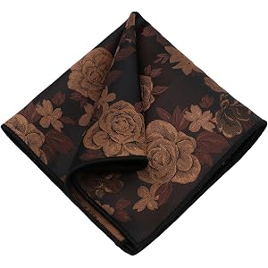Juvzolr Floral Handkerchiefs for Men, Elegant Pocket Square for Prom Party | Vintage Floral Print, Soft Satin Finish, 8.6 x 8