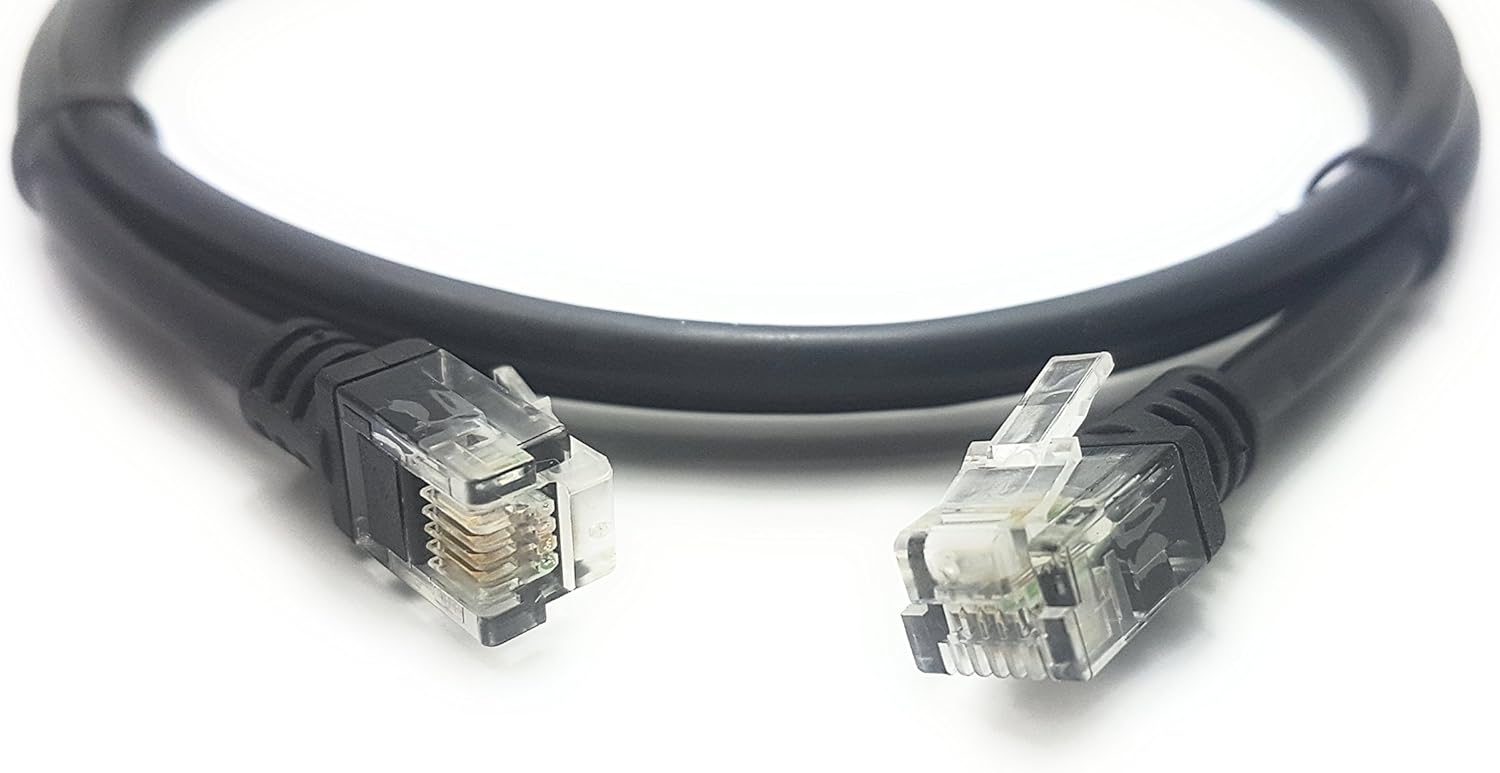 MainCore 1m Long Black ADSL 2+ High Speed 26AWG Broadband Modem Cable RJ11 to RJ11 (Available in 1m, 2m, 3m, 5m, 10m, 20m) (1m)