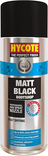 Hycote Bodyshop Matt Black Aerosol Spray Paint 400ml - Fast Dry High Build view 1