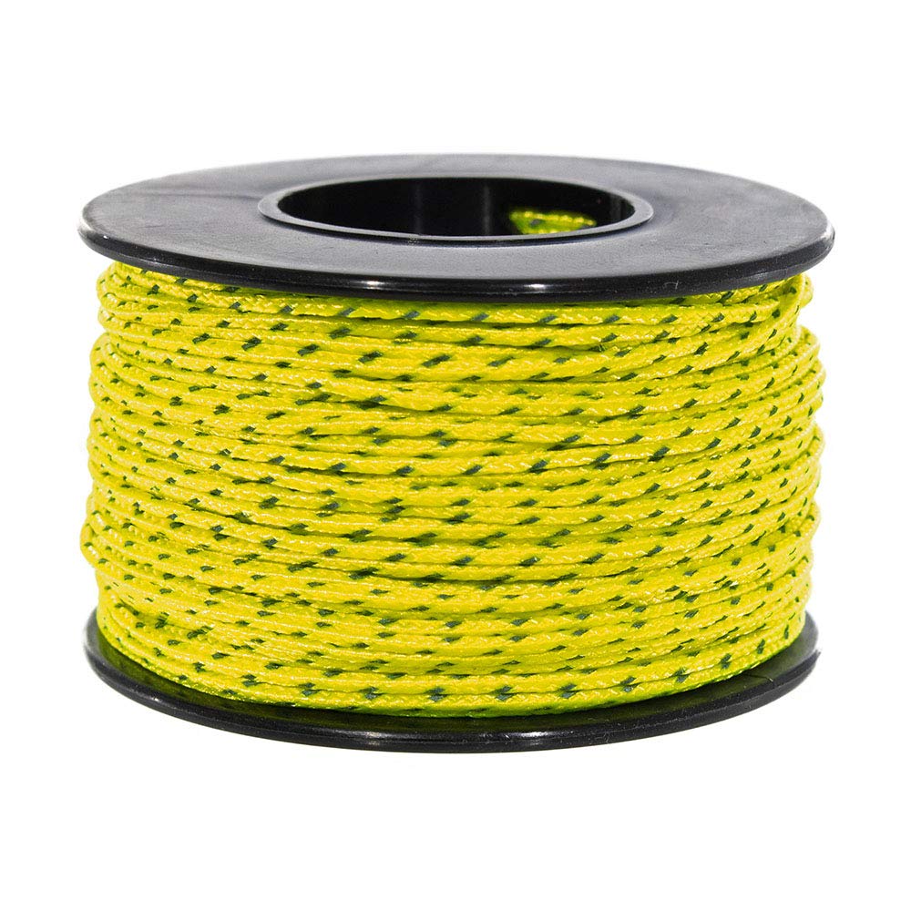 PARACORD PLANET Glow in the Dark Micro Cord: 1.18mm Diameter, 125 Feet Spool, Reflective Neon Yellow, Crafting, DIY, Jewelry, Survival Kit