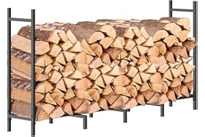 NANANARDOSO 5.3ft Firewood Rack Outdoor Firewood Holder for Fireplace Wood Storage, Bottom Widening, Heavy Duty Fire Log Stacker Stand for Indoor Fireplace Metal Lumber Storage Carrier Organizer
