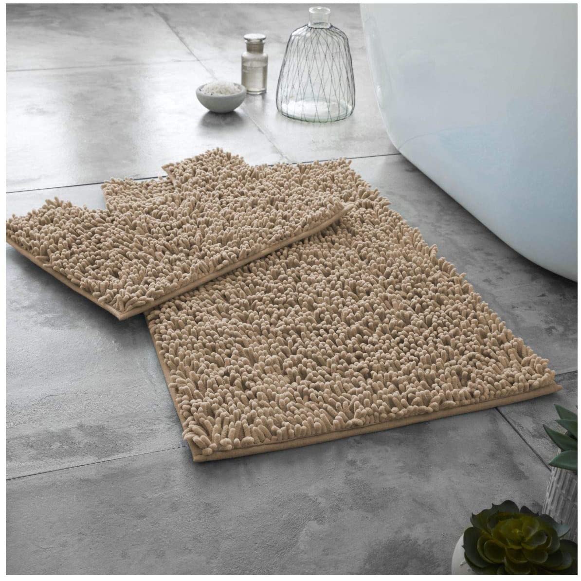 Cotton Twist Beige Coffee 100% Cotton Luxury Heavy 2 Piece Bath Mat Pedestal Set (Standard)