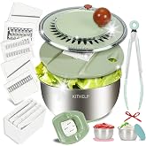 KITHELP Stainless Steel Salad Spinner Large 5.3Qt, Lettuce Spinner Dryer with 5 Blades Slicer, Vegetable Spinners, Lettuce Sp