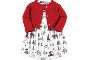 Hudson Baby Baby Girls' Cotton Dress and Cardigan Set