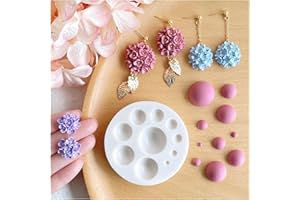 Keoker Half Round Ball Polymer Clay Molds, Polymer Clay Earring Tools for Jewelry Making, 10 Sizes Clay Half Ball Maker