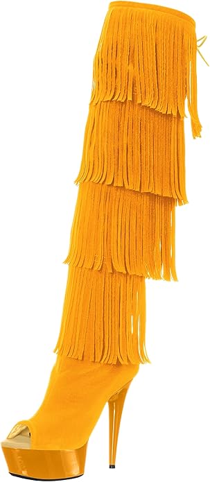 thigh high fringe boots