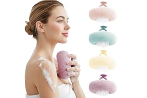 HOIUTER 4Pcs Super Soft Sunflower Suction Cup Bath Ball, 2-in-1 Super Soft Bath Sponge Body Scrubber, Exfoliating Bath Sponge Body Wash Shower Ball for Men Women (Light Purple)