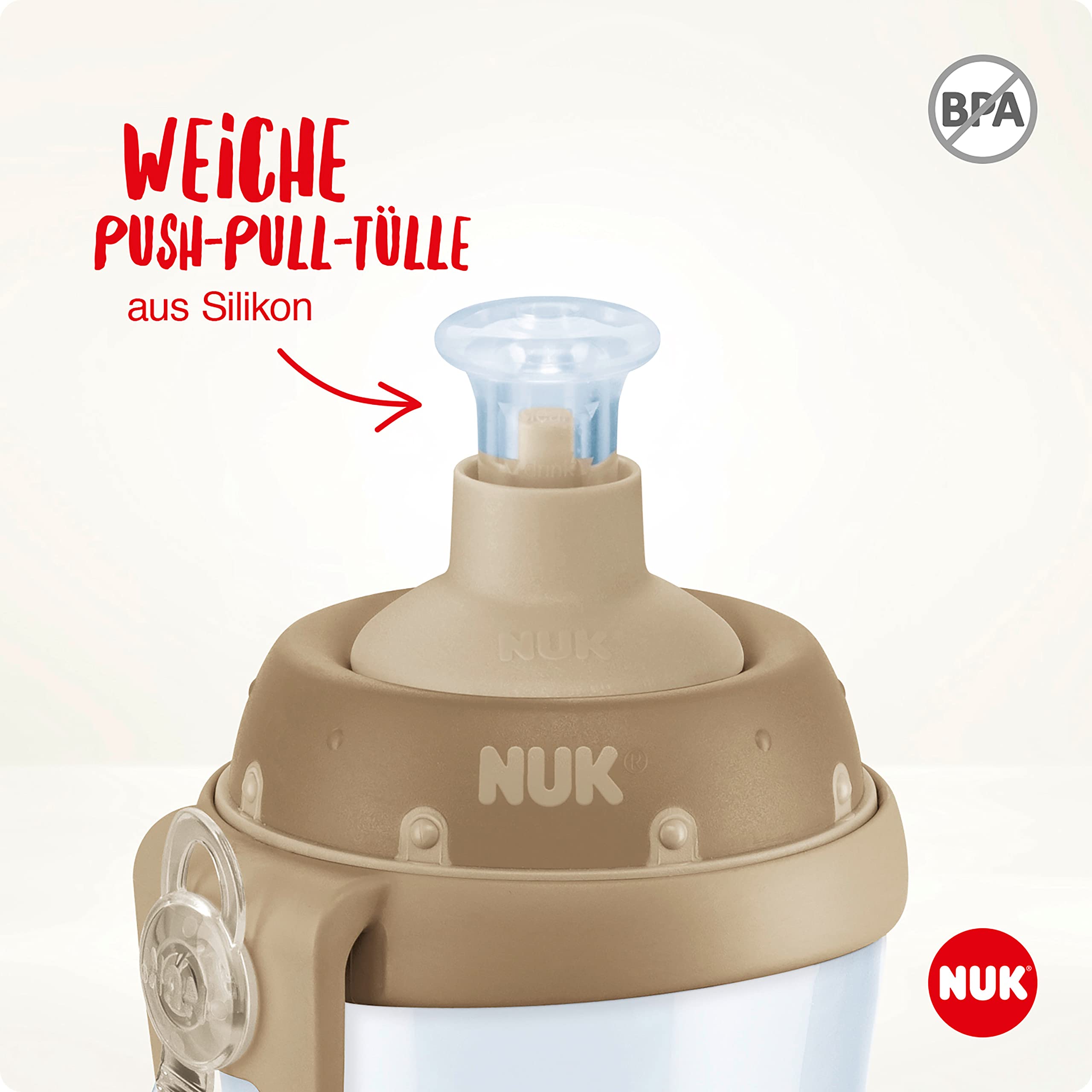NUK Sports Cup Kinder Trinkflasche mit Chamäleon-Effekt | 24+ Monate | mit Farbwechsel | auslaufsichere Push-Pull-Trinktülle | Clip & Schutzkappe | BPA-frei | 450 ml | Pfau (lila) 3