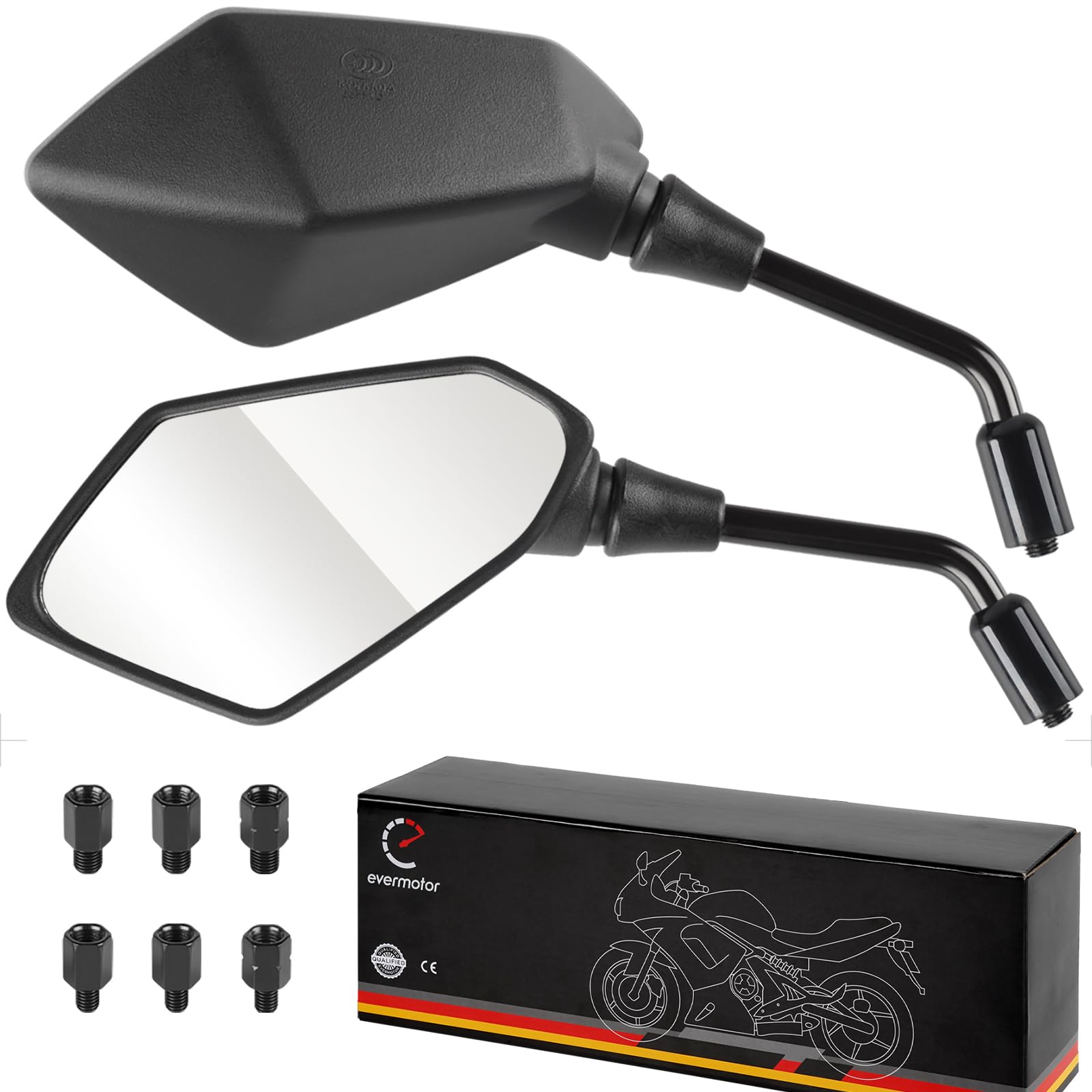 Photo 1 of Evermotor Universal Motorcycle Rearview Mirrors for Handlebars, M8 and M10-360° Adjustable Side Mirrors - Moped Accessories for Motorbikes Mobility Scooters ATVs Cruisers Polaris Sportsman Honda
