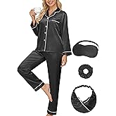 DOLOS Silk Satin Pajama Set for Women Short/Long Sleeve 2-Piece Silky Pajamas for Women Button Down Pjs Sleepwear Loungewear