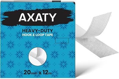 AXATY Hook and Loop Tape 20mm x 12m Self Adhesive White Nylon