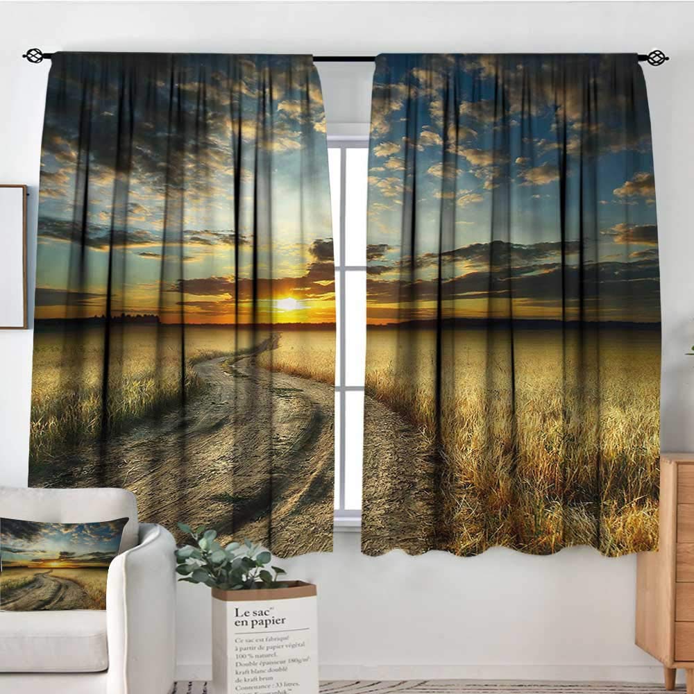 Amazon Com Anzhutwelve Nature Modern Kids Curtain Road Field With