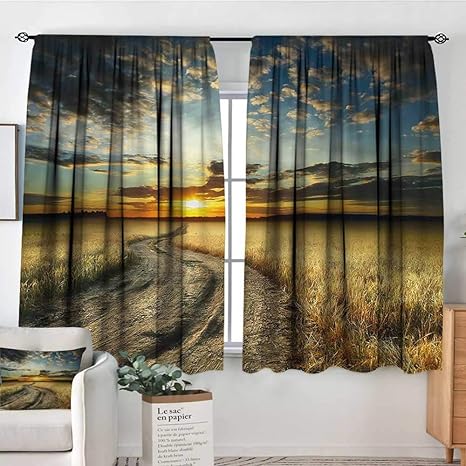 Amazon Com Anzhutwelve Nature Modern Kids Curtain Road Field With