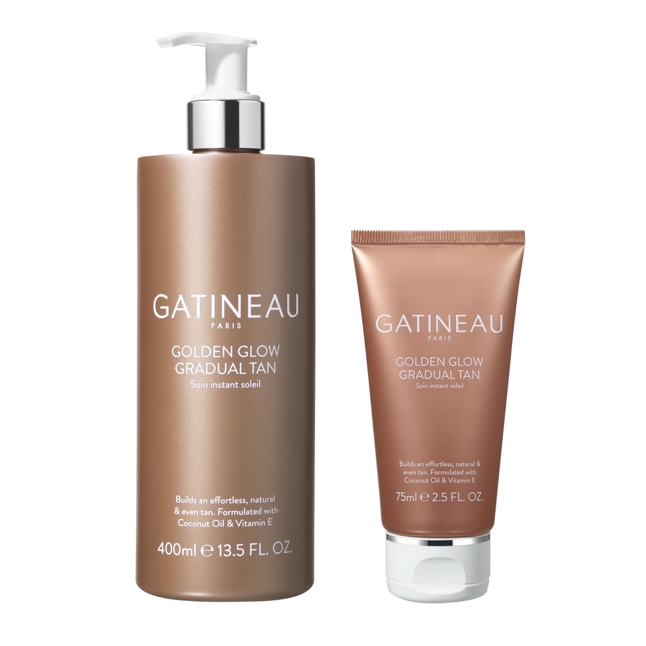 GATINEAU Golden Glow Gradual Tan - 400ml + 75ml, Self Tan Lotion + 2 in 1 Body Moisturiser, Easy Application, Coconut Oil & Vitamin E, Buildable Natural Tan, Dermatologist Tested & Cruelty Free — image 1