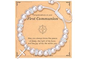 Paderast Cross Bracelet for Girls, Baptism First Holy Communion Confirmation Gifts for Girls, Christening Christian Jewelry Gifts for Teens Girls Teenage Girl Granddaughter Daughter Niece Catholic