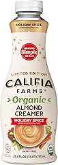 Califia Farms - Organic Holiday Spice Almond Milk Coffee Creamer, 25.4 Oz, Dairy Free, Plant Based, Vegan, Gluten Free, Non G