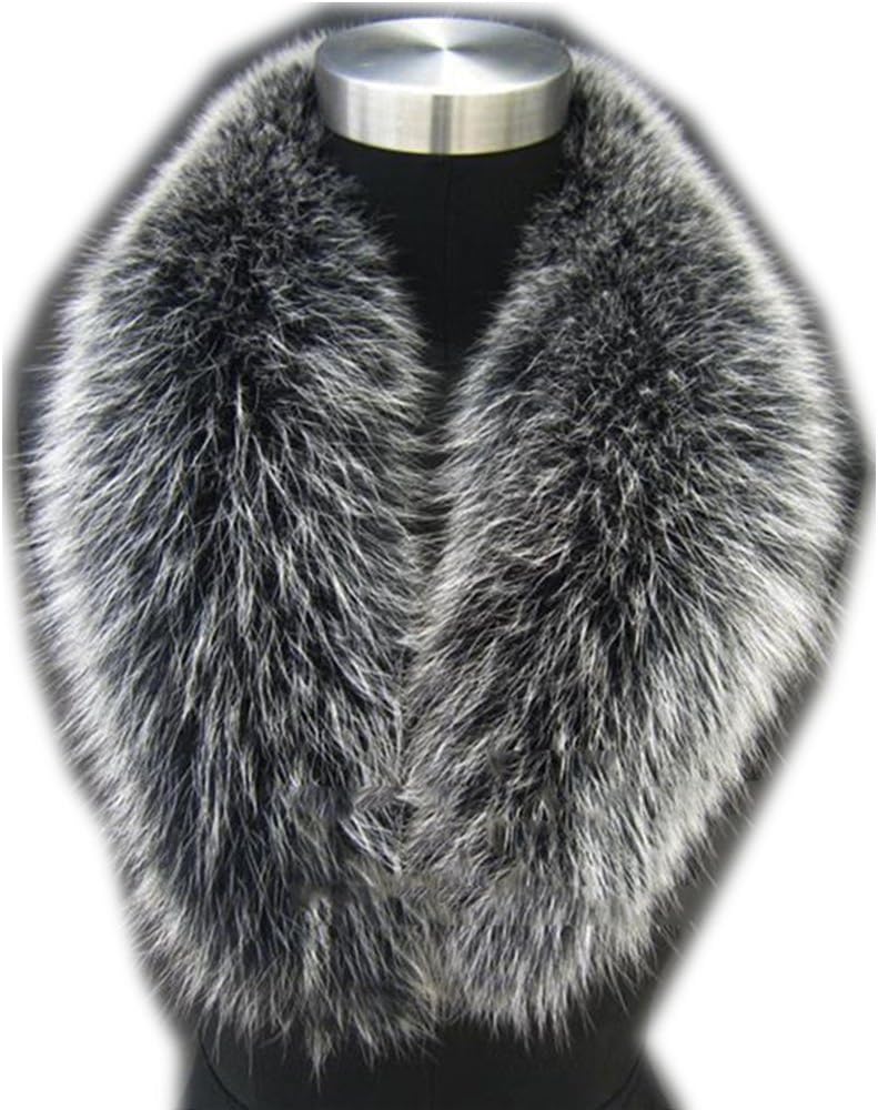 Large Long Detachable Natural Fox Fur Collar for Winter (90cm, black-2)