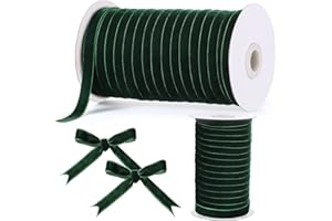 Chuangdi 3/8 Inch, 60 Yard Green Christmas Velvet Ribbon Spool Vintage Velvet Ribbons for Gift Wrapping Decoration Party Wedding Arts Crafts Wide Single Face Velvets Ribbon Bow Making