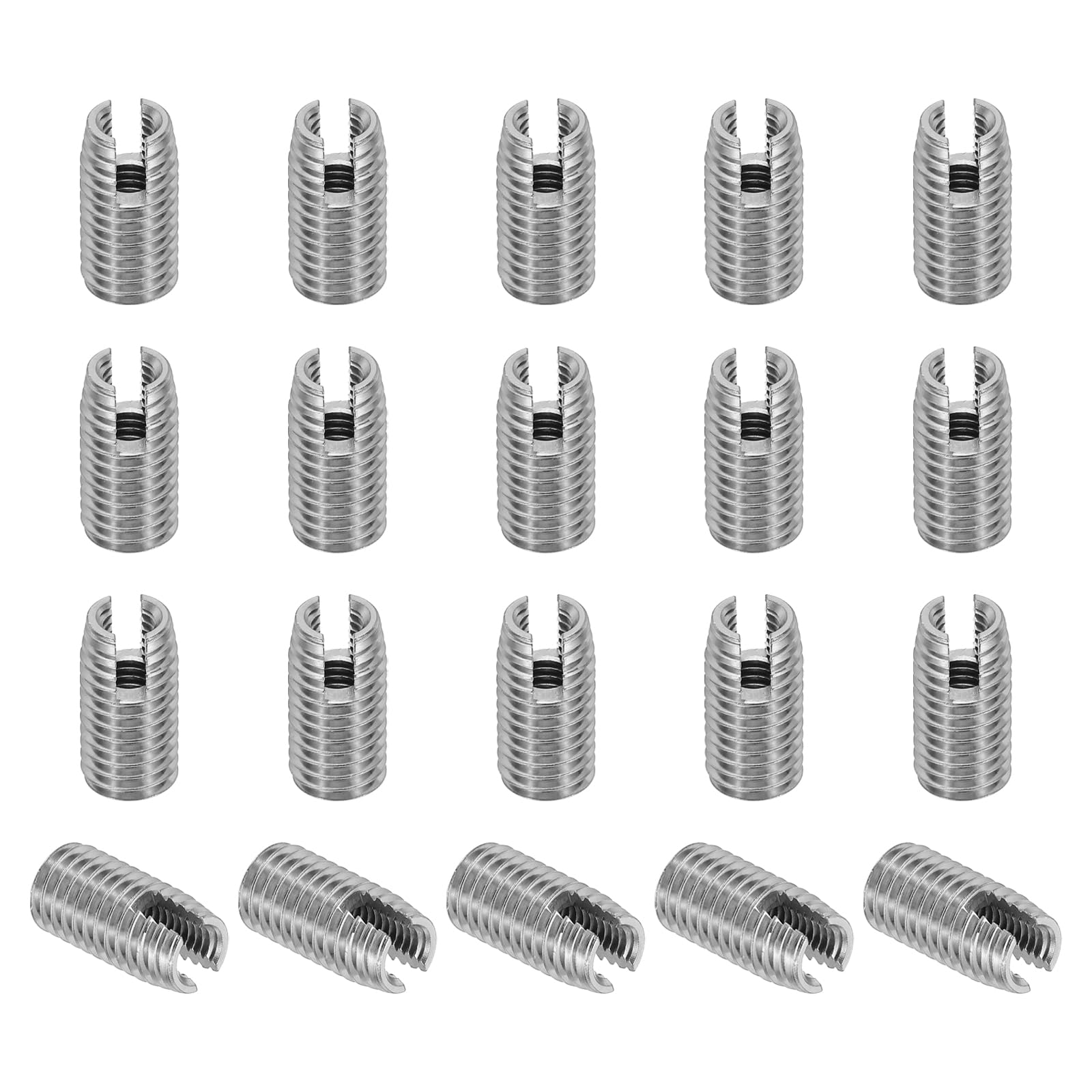 PATIKIL Self-Tapping Threaded Inserts, 20 Pcs M6 x M10 x 20mm 303 Stainless Steel Thread Adapter Reducer Slotted Screw Repair Inserts Nuts Sleeve