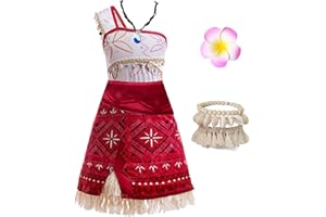 Hewtwerck Moana Costume for Girls Adventure Outfit Ocean Princess Birthday Party Dress Up with Necklace & Anklet Accesories