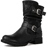 GLOBALWIN Women's Fur Booties Fashion Combat Ankle Boots For Women