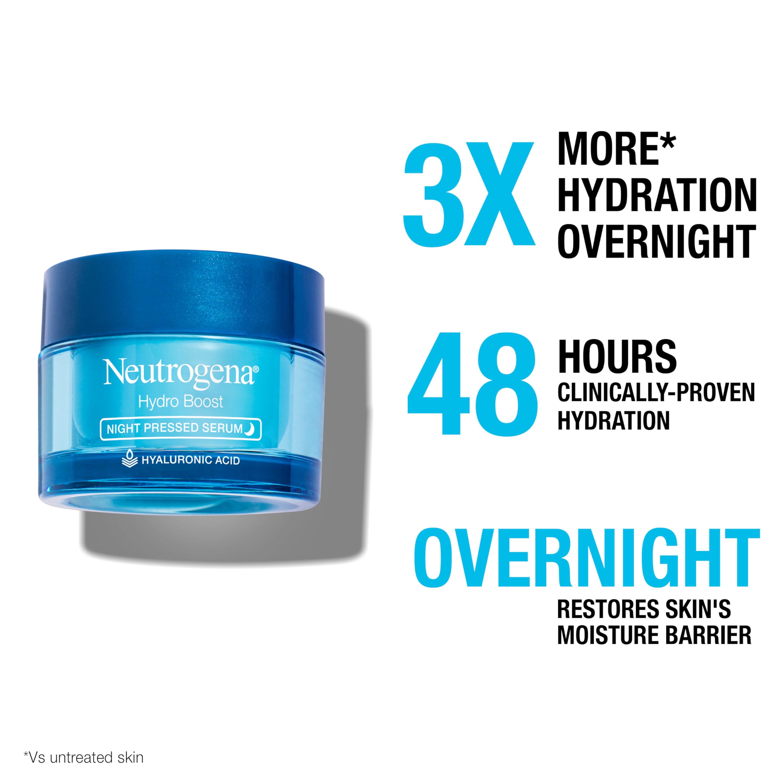 Neutrogena Hydro Boost Night Pressed Serum - with Hyaluronic Acid & Antioxidants, Hydrating Face Moisturizer that Restores & Revitalizes Skin Overnight, for Normal to Extra Dry Skin, 1.7 oz